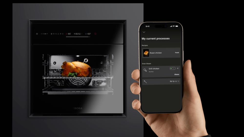 BORA Assist и приложението BORA One водят готвенето с паровата фурна BORA Oven Steam стъпка по стъпка