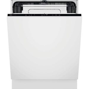 Съдомиялна за вграждане AEG GI5210E1SN 60 см с бял мебелен панел, изглед отпред
