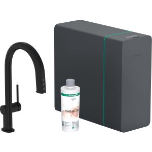 Hansgrohe Aqittura M91 SodaSystem 210, pull-out spout, 1jet, sBox, Matt Black