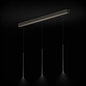 BORA Stars 3 Black с три тънки конусовидни пендела, разположени в линия.

