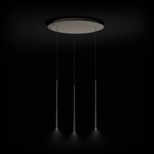 Комплект от три висящи лампи BORA Stars 3 Black с кръгла таванна основа и насочена надолу светлина.