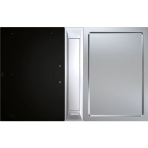 Индукционен плот BORA Professional 3.0 PKAS3FITR с две зони за готвене, централен аспиратор в цвят неръждаема стомана и тепан плоча
