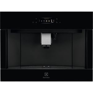 Вградена кафемашина Electrolux KBC85Z в черно стъкло, изглед отпред
